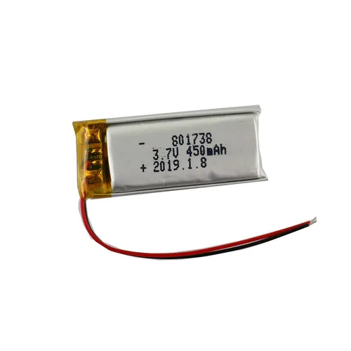 LiPo Akku 3.7V 450mAh 801738 mit PCM-Schutz für Telefon, GPS, LED, MP3