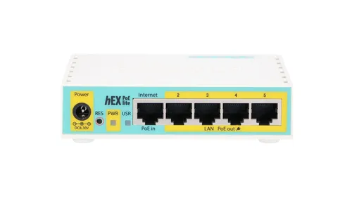 MikroTik hEX PoE lite - Ethernet Router mit 5x Fast Ethernet, langlebig und robust für nahtlose Connectivity-Lösungen