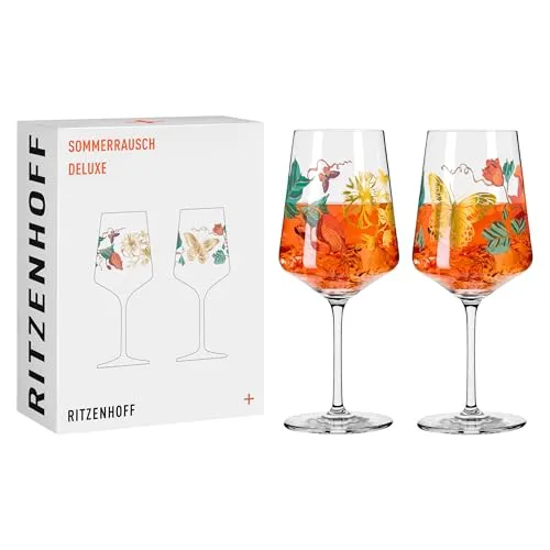 RITZENHOFF Aperitifglas 2er-Set SOMMERRAUSCH - Elegantes 2er-Set Aperitifgläser mit kunstvollen Motiven von Ella Tjader, ideal für Cocktails und Aperitifs. Made in Germany und in exklusiver Geschenkverpackung.