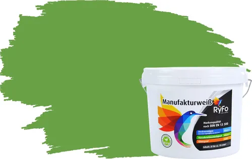 RyFo Colors Wand- und Deckenfarbe Manufakturweiß Grüntöne, 1 L - Hochwertige Premium-Dispersionsfarbe für stilvolle Grüntöne in Innenräumen. Mit hoher Deckkraft und Ergiebigkeit für wirtschaftliches Streichen. Ideal für verschiedene Untergründe.