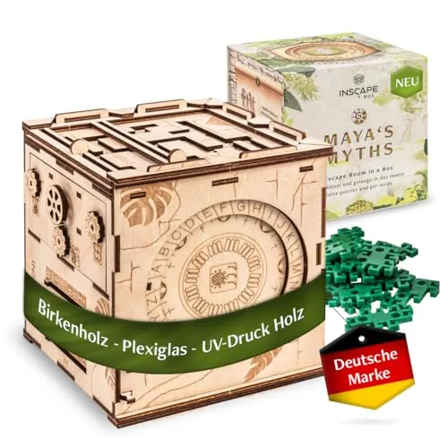 INSCAPE Maya´s Myths - Escape Room Spiel für Erwachsene - Puzzleboxen für spannende Rätselabenteuer – Entdecke die Geheimnisse der Maya mit 90 handmontierten Teilen und einer Überraschung bei erfolgreichem Rätsellösen!