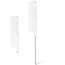 Teleskop Stielkamm Weiß – Antistatischer Edelstahl Kamm - Vielseitiger Teleskop Stielkamm für alle Haartypen. Mit einem praktischen einziehbaren Design, das für einfachen Transport sorgt. Hergestellt aus robustem Edelstahl, ideal für präzises Styling und Pflege.