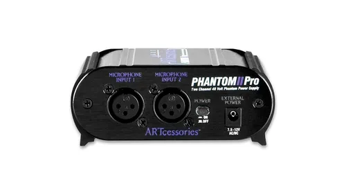 ART Phantom II Dual Phantom Power Adapter (12 und 48V) - Phantomspeisung für 1-2 Kondensatormikrofone, robust und tragbar – ideal für Aufnahmestudios, Live-Sound und Broadcast.