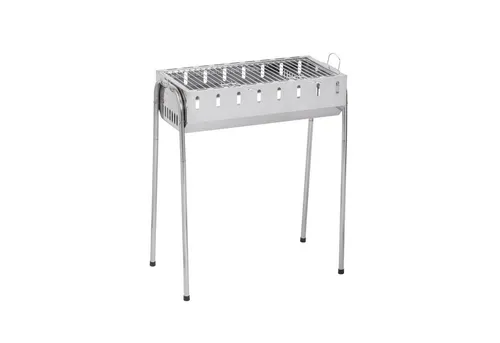 GLÜHZONE SG 300 - Edelstahl Schaschlik Grill - Mobiler Schaschlik Grill aus Edelstahl mit 56x26 cm Grillfläche und 8 Spießen – ideal für Garten, Balkon und Camping. Kompakt, leicht und schnell aufzubauen für flexibles Grillvergnügen!