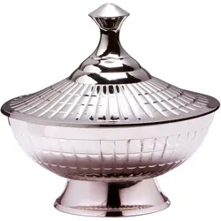 Zuckerdose mit Deckel Deko Mediterran Anwar Silber - 12cm -