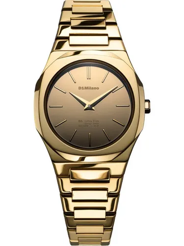 D1 Milano Quarzuhr D1 Milano Damen-Uhren Analog Quarz, Klassikuhr - Elegante Damen-Quarzuhr mit goldfarbenem Edelstahl-Gehäuse und Saphirglas. Wasserdicht bis 5 bar und ideal für jeden Anlass. Zeitloses Design vereint Stil und Funktionalität.