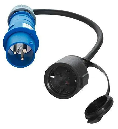 solartronics 91421 CEE Schuko Adapter 230V 16A Stecker Kupplung Verteiler 3-polig IP44 männlich Camping Caravan Wohnmobil Wohnwagen Boot