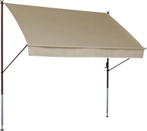 Angerer Freizeitmöbel Klemmmarkise Style - 400 cm Sand - Markise für zuverlässigen Sonnenschutz ohne Bohren, ideal für Mietwohnungen. Hochwertige Qualität Made in Germany mit robustem Stahl-Gestell und waschbarem Polyacryl Bezug.