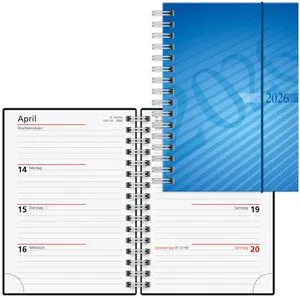 Rido-Ide Buchkalender perfect, 2026 A6 Wochenplaner - Praktischer Wochenplaner im handlichen A6-Format mit 160 Seiten, Gummibandverschluss und Spiralbindung für einfaches Aufschlagen. Ideal für die Planung von Terminen und Notizen.