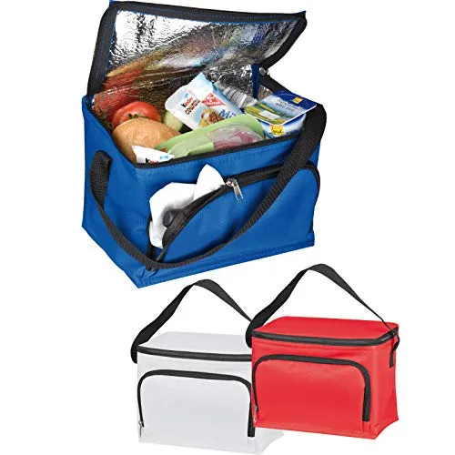 ohne Markenname Kühlbox: 3er Pack, Polyester, 200x150x150mm, für 6 Dosen (0,5 Liter), blau, rot, weiß