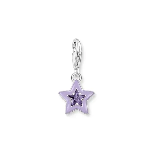 Thomas Sabo Charm Club Original Charm-Anhänger Stern mit violetten Steinen - Clasp Charm für Damen aus recyceltem 925er Silber, vielseitig kombinierbar an Armbändern und Ketten – ideal für kreative Stylings und besondere Geschenke.