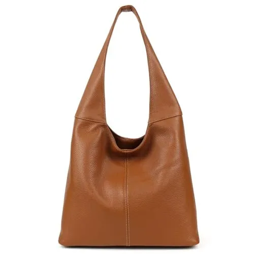Made in Italy Damen Leder Shopper Tasche - Eleganter Hobo Bag in Cognac - Damen-Schultertaschen aus echtem italienischen Nappaleder, stilvoll und geräumig für alle Gelegenheiten. Ideal für modebewusste Frauen, die Eleganz und Funktionalität schätzen.