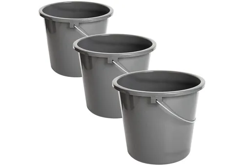 Centi Putzeimer Haushaltseimer Grau mit Messskala und Metallgriff, (2er-Set), Wischeimer mit Griff – Grau