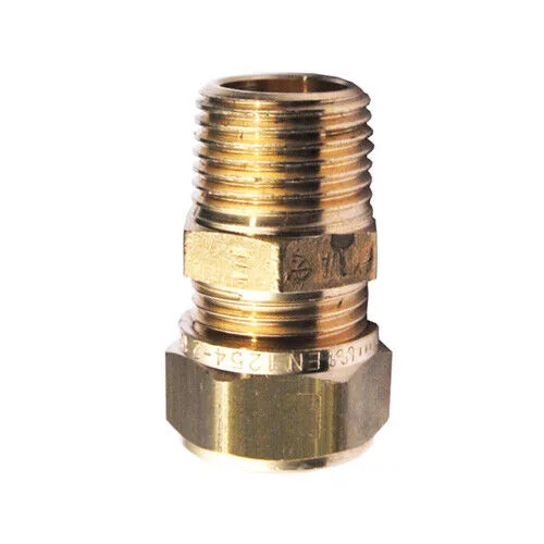 Messing Klemmverschraubung Übergang 18 mm x 1/2 Zoll AG für Kupferrohre