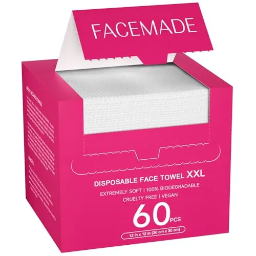 FACEMADE 100% biologisch abbaubare Einweg Gesichtstücher XXL 30*30cm 60 St.