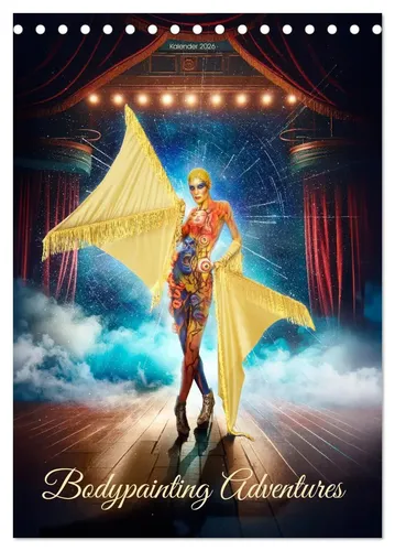 Julie Boehm | Bodypainting Adventures Tischkalender 2026 - Erleben Sie kreative Körperkunst mit diesem einzigartigen Tischkalender. 14 kunstvolle Motive im DIN A5 Format. Ideal für Kunstliebhaber und zur Inspiration im Alltag.