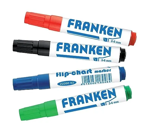 FRANKEN Flipchart Marker, 2-6 mm Keilspitze, 4 Stück, farblich sortiert, Z2203