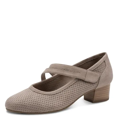 Jana Damen Pumps mit Riemen, Vegan, Braun, 41 EU - Elegante Pumps mit kleinem Absatz, ideal für breite Füße. Vegan gefertigt aus hochwertigen Materialien, bieten sie hohen Tragekomfort und einen glamourösen Look für besondere Anlässe.