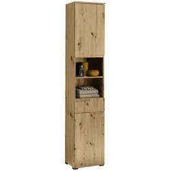 Mid.you Hochschrank Eiche Artisan - Bad-Hochschrank mit 3 Fächern und 1 Schublade, stilvolles Design in Eiche Artisan, ideal für Ordnung im Badezimmer.
