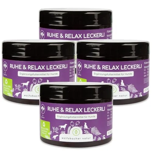 Wolfsbacher Natur Beruhigungs-Snack für Hunde | Stressfreie Entspannung für deinen Vierbeiner - Natürliche Leckerlis zur Unterstützung der Entspannung bei Hunden in belastenden Situationen. Flexibel einsetzbar und ohne gesundheitliche Risiken. Hergestellt in Deutschland mit pflanzenbasierten Zutaten.