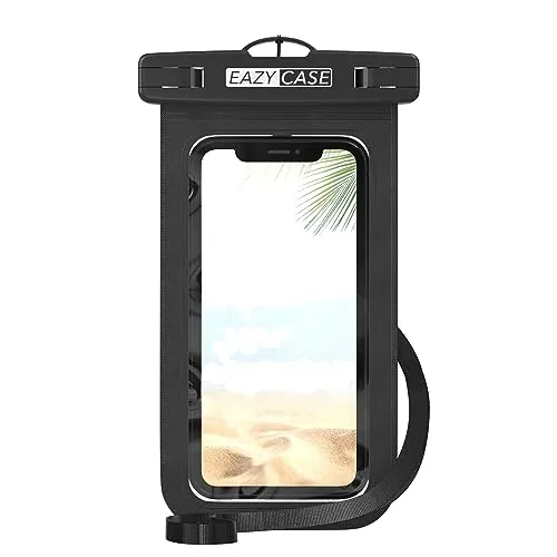 EAZY CASE - wasserdichte Unterwasserhülle Schwarz Schutzhülle Handyhülle Universal Beutel Unterwassertasche Handy Tasche Hülle für Smartphones bis 6,7 Zoll mit Umhängeband Schwarz, IPX8 Zertifiziert