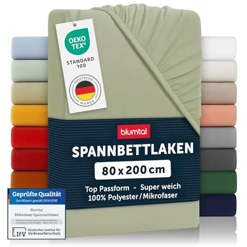 Blumtal Spannbettlaken Mikrofaser, 2 Stück, grün, 80x200 cm von Blumtal