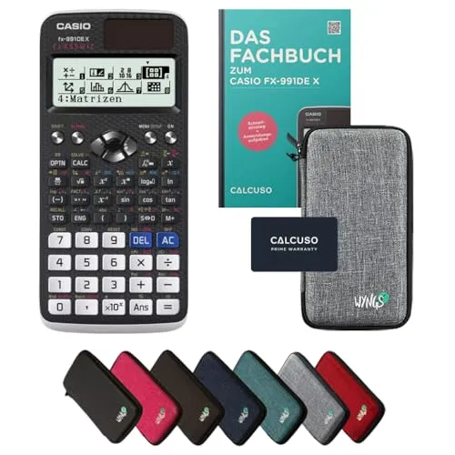 Casio fx-991DE X Wissenschaftlicher Rechner mit Schutztasche und Fachbuch - Taschenrechner mit 696 Funktionen, innovativem LC-Display und QR-Code-Ergebnisvisualisierung. Inklusive robuster Schutztasche und Fachbuch mit Schritt-für-Schritt-Anleitungen.