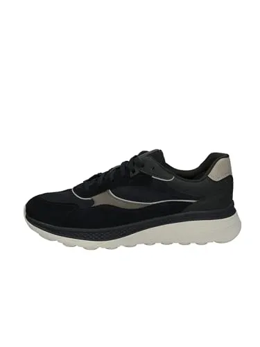 GEOX Sneaker SPHERICA ACTIV - Herren Rauleder Schwarz - Sneaker mit RESPIRA™ Technologie für optimale Atmungsaktivität und Komfort. Ideal für aktive Männer, die Wert auf modernes Design und Fußgesundheit legen.