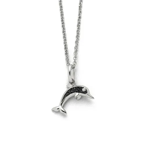 DUR Schmuck Kette DELFIN Lavasand, Silber 925/- rhodiniert 45cm - Elegante Halskette aus 925er Sterlingsilber mit maritimem Delfin-Design. Perfekt für jeden Anlass und ein stilvolles Accessoire für Ihren Look.
