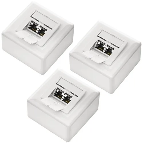 deleyCON 3x CAT6a Netzwerkdose mit 2x RJ45 Port von deleyCON