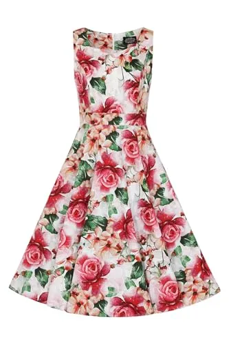 Hearts & roses London Swing Kleid Gracie Floral Vintage Rockabilly Retro, Größe:M