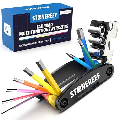 Fahrrad Multitool 16 in 1 Fahrradwerkzeug Set Innensechskant unterwegs | 16 Funktionen in einem klappbaren Tool