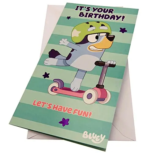 Danilo Promotions Limited Bluey Geburtstagskarte, offizielle Bluey-Grußkarte, Happy Birthday Bluey Card, mehrfarbig, 22,9 x 12,7 cm