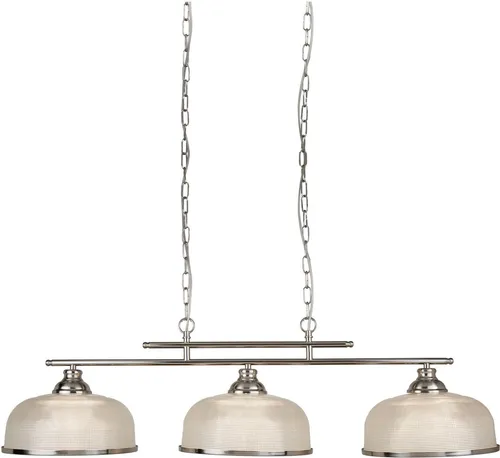BISTRO II Decken Hänge Leuchte in Satin Silber - Elegante Deckenleuchte für Küche und Esszimmer, dimmbar und mit Platz für bis zu 3 E27 Leuchtmittel – perfektes Ambiente für Ihre Gäste.