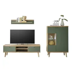 Wohnwand Aliano - Holzfarben, 260 cm Breite, 160 cm Höhe - Elegante Wohnwand Aliano in Holzfarben, ideal für stilvolle Wohnzimmer. Hochwertige Materialien und großzügige Maße sorgen für ein modernes Ambiente.