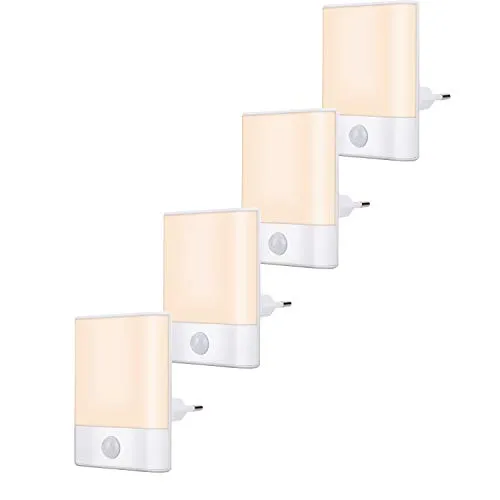 Brisun Nachtlicht Steckdose mit Bewegungsmelder, 4 Stück LED Nachtlicht mit Helligkeit einstellbar 3 Modi (Auto/ON/Off) f¨¹r Kinderzimmer, Treppe, Flur, Schlafzimmer, Bad, Warmweiß