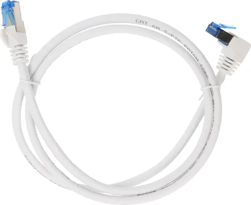 Goobay CAT 6A Patchkabel 1x 90° gewinkelt, S/FTP (PiMF), Weiß, 5 m