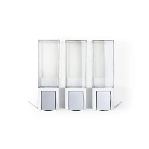 Better Living Products Clever Triple Shower Dispenser 3, Shampoo und Seifenspender, 3 x 502,7 ml, weiß, 28,6 x 8,9 x 21,0 cm