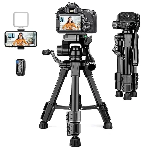 JOILCAN Mini Stativ 63.5cm, Aluminium Kamera Stativ für Cannon/Sony/DSLR Kamera/Video Camcorder/Projektoren, Leichtes Tischstativ DreibeinStativ für Smartphone mit Handyhalterung & Fernauslöser