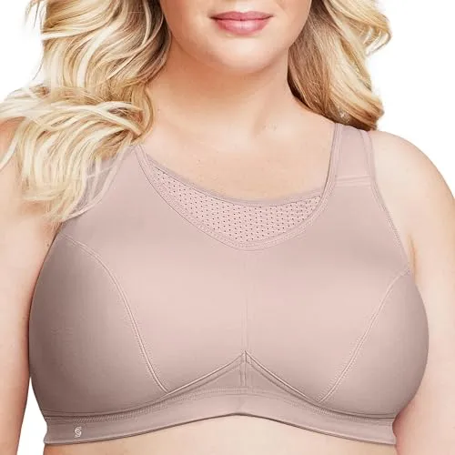 Glamorise Damen Hochleistungs Bustier Sport-BH in Roségold, 90E - Funktionsunterwäsche mit atmungsaktivem Mesh für optimalen Halt und Kontrolle, ideal für aktive Frauen. Feuchtigkeitsableitendes Material sorgt für kühle, trockene Haut.
