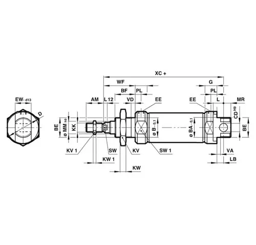 Norgren IMI RM/8020/M/40 Rundzylinder 40mm Hublänge - Kolbenstangenzylinder mit präziser Hublänge von 40mm, ideal für automatisierte Anwendungen und zuverlässige Leistung.