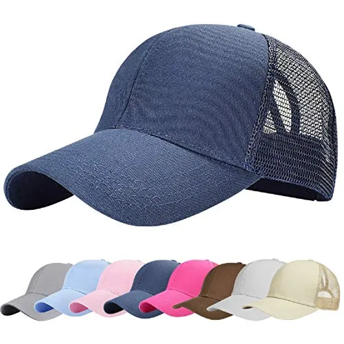 UMIPUBO Mesh Baseball Cap für Damen Basecap Outdoor Sport Mütze Lässig Baseballkappe Nettokappe Schachtelhalm Baseballmütze (Marine)