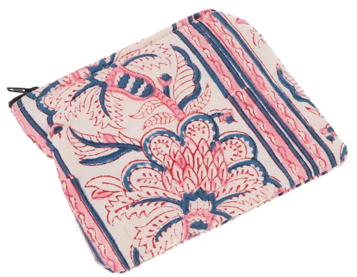 Kleiner Geldbeutel, Kosmetiktasche aus Blockdruck Stoff - Modell 5 - 12*14*1 cm