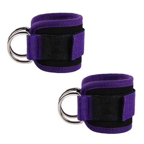 iCovalescent 2 Stück Fußschlaufen Kabelzug, Gewichtsmanschetten, Fitgriff Zughilfen, für Fitness, Fitnessstudio Workout Kabelmaschinen Krafttraining Equipment(Lila)