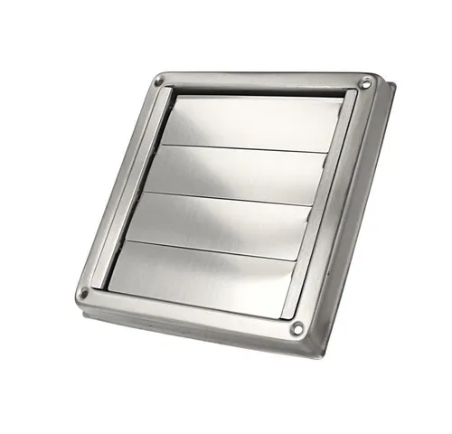 MS Beschläge Edelstahl Lüftungsgitter SMS 200mm - Hochwertiges Abluft-Lamellengitter aus rostfreiem Edelstahl, ideal für den Außenwandeinbau. Mit selbstschließenden Lamellen und inklusive Gummidichtring für optimale Abdichtung.