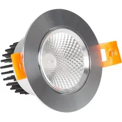 LED Downlight Einbaustrahler 7W Rund COB CRI90 Ausschnitt Ø 70 mm Silber No Flicker 4000K Neutralweiß - Silber