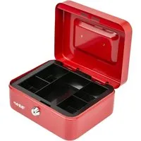 HMF 10120-03 Geldkassette Abschließbar Kasse Münzeinsatz 5 Münzfächer 20 x 16 x 9 cm Rot