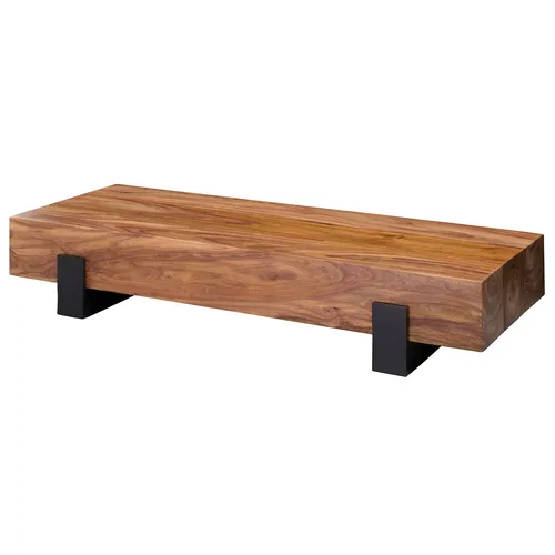 Design Wohnzimmertisch Modern 115x22x44 cm - Moderner Design Wohnzimmertisch mit rechteckiger Tischplatte aus Massivholz. Handgefertigt und einzigartig, ideal zur stilvollen Ablage von Utensilien. Robuste Metallbeine sorgen für sicheren Stand.
