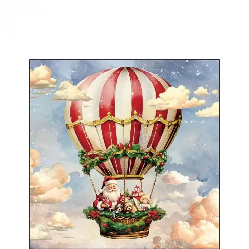 Papierservietten, Cocktail - Servietten SANTA'S AIR BALLOON Ambiente 20