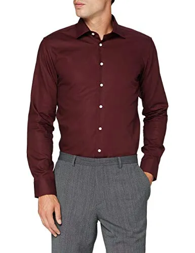 Seidensticker Herren Business Hemd - Bügelfrei & X-Slim Fit, Bordeaux - Herrenhemden, bügelfrei und vielseitig kombinierbar für jeden Anlass, ideal für Reisen und angenehmen Tragekomfort dank 100% Baumwolle.